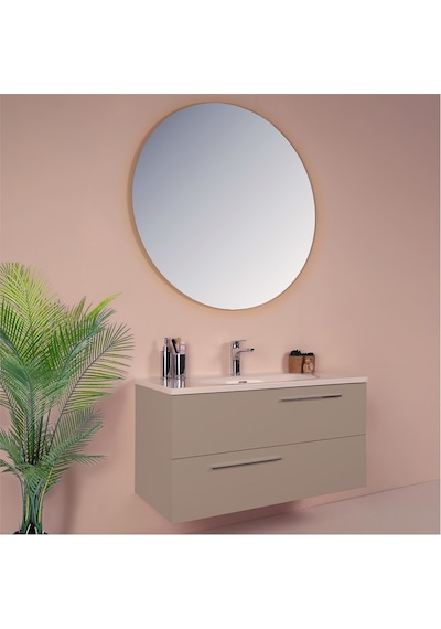 Kobos Serenity 100 Cm Banyo Dolabı Seti Latte Kahve