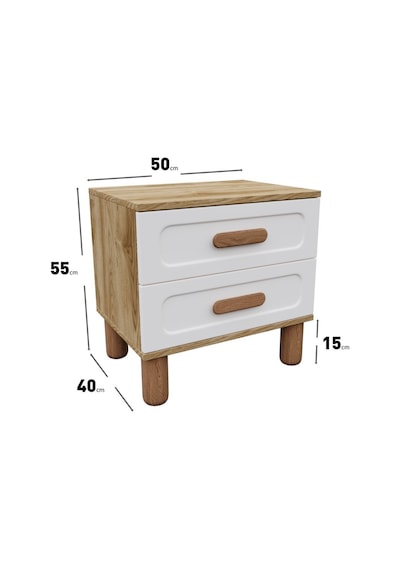 Flora Bohem Serisi 2 Çekmeceli Komodin Ceviz Aytaşı 50x55 Cm Ceviz - Altın