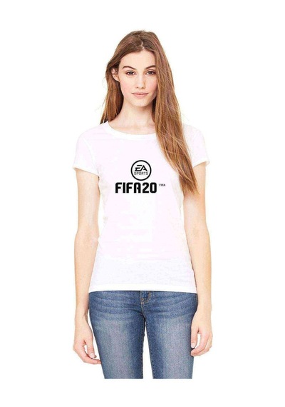 Fıfa 2020 Baskılı Beyaz Kadın Tshirt