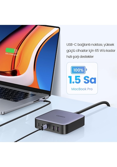 Ugreen Nexode 200W GaN II 6 Portlu Masaüstü Hızlı Şarj Cihazı İstasyonu