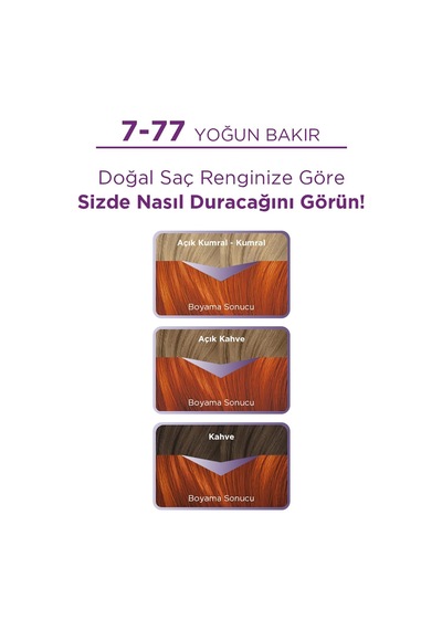 Lexroo Yoğun Göz Alıcı Renk Saç Boyası 7-77 Yoğun Bakır