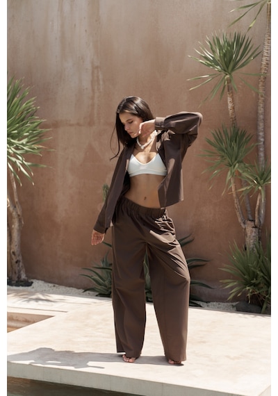 Mai Collection Mai Studios Co. Mirabella Kahve Gömlek Pantolon Takım Kahve