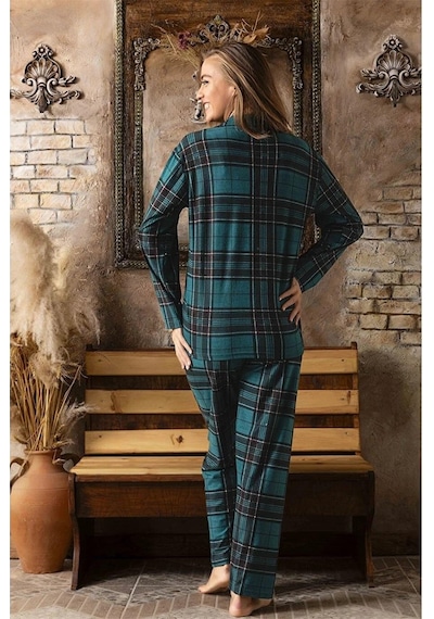 Sude Kadın Önden Düğmeli Süet Pijama Takımı P200/390 - 1 Adet 001