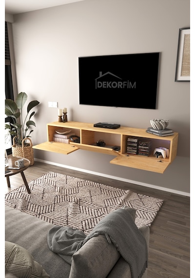 Df17103 Dolaplı Duvara Monte Tv Ünitesi 180 Cm Modern Askılı Dekoratif Stil Tv Sehpası Safir Meşe Df17103 Dolaplı Duvara Monte Tv Ünitesi 180 Cm Modern Askılı Dekoratif Stil Tv Sehpası Safir Meşe