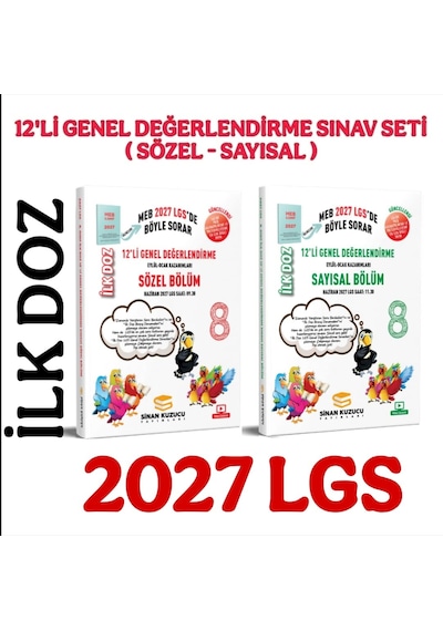 2027 Lgs 8. Sınıf İlk Doz 12'li Genel Değerlendirme Sınav Seti Sayısal + Sözel 1. Dönem Sinan Kuzucu