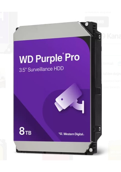 8 Tb Wd 3.5 Purple Pro Sata3 7200rpm 256mb 7/24 Guvenlık Wd8002purp 3 Yıl Resmı Dıst