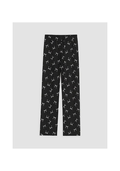 Lcw Young Siyah Bisiklet Yaka Baskılı Kadın Pijama Takım
