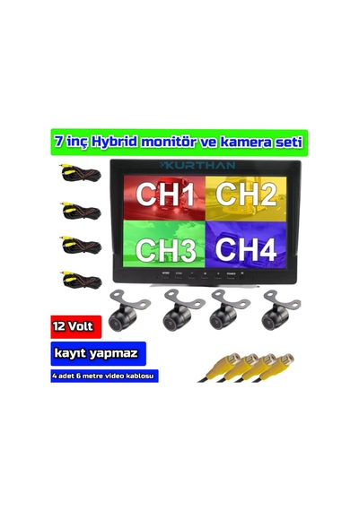 7 İnç Hybrid Monitör Ve 4 Adet Kelebek Kamera Hazır Set