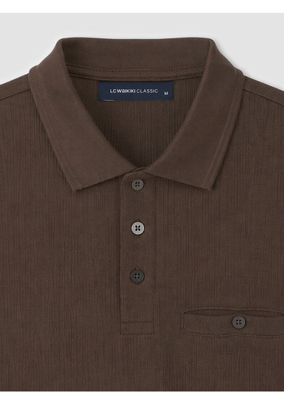 Lcwaıkıkı Classic Kahverengi Standart Fit Polo Yaka Strüktürlü Erkek Tişört