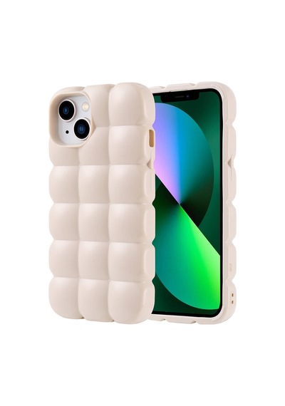 Kilifone - İphone 14 Uyumlu Kılıf Parlak Esnek Silikon Dom Dom Kapak - Beyaz - T32671