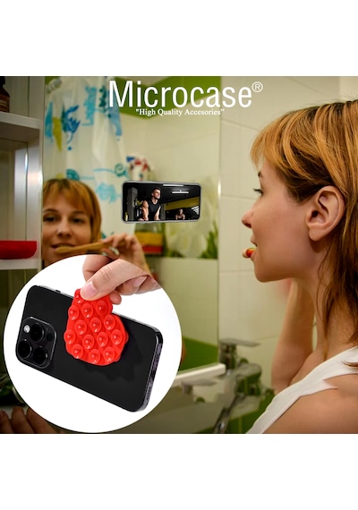 Microcase Vantuzlu Kalp Desen Silikon Cep Telefonu Sabitleme Yapıştırma Pedi Al4793 Açık Pembe