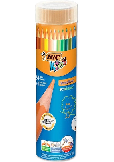 Bic Kids Evolution Kuru Boya Kalemi 24 + 1'li Metal Tüp