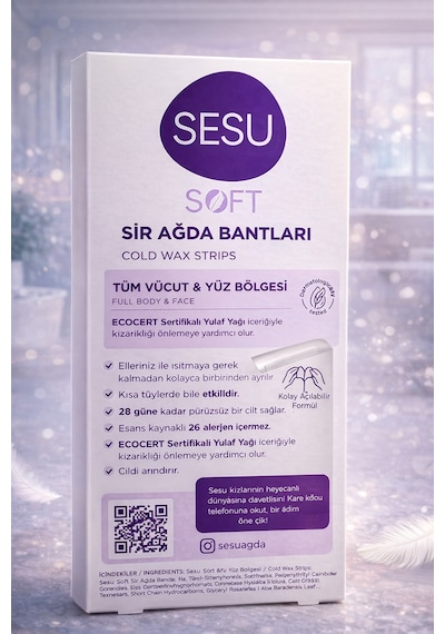 Hemengo Sesu Soft Sir Ağda Bantları 32 Adet Vegan Formula Tüm Vücut Ve Yüz İçin Soğuk Ağda Bandı Hmngobzs