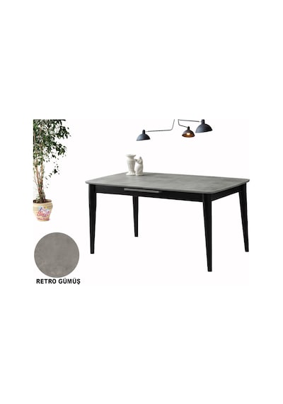 60x100 Ortadan Açılır Mdf Mutfak,salon,yemek Odası Masası Gri - Siyah