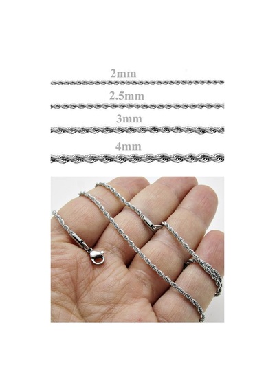 Burgu Halat Erkek Çelik Zincir Kolye 2.5 Mm Ince B028I Çelik