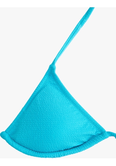 Koton Üçgen Bikini Üstü Dokulu Boyundan Bağlamalı Kaplı Mavi 3sak10149bm 3SAK10149BM699 Mavi