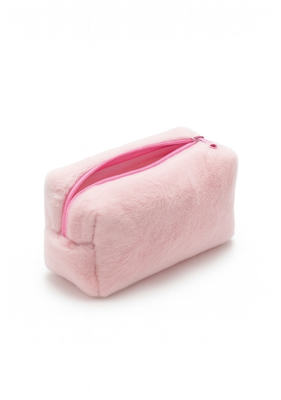 Peluş Yumuşacık Makyaj Çantası - Kozmetik Organizeri Pembe