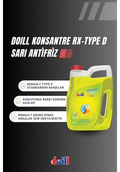 Doill Konsantre - Saf Flore Sarı RX-TYPE D Antifriz - G11 3 L