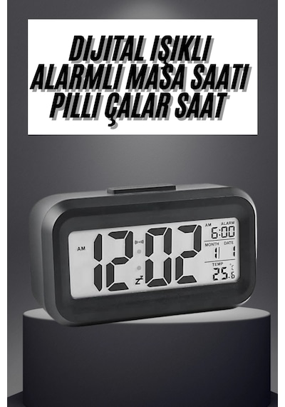Gece Dijital Masa Saati Dijital Alarmlı Led Ekran Pilli Çalar Saat Diğer 10013146