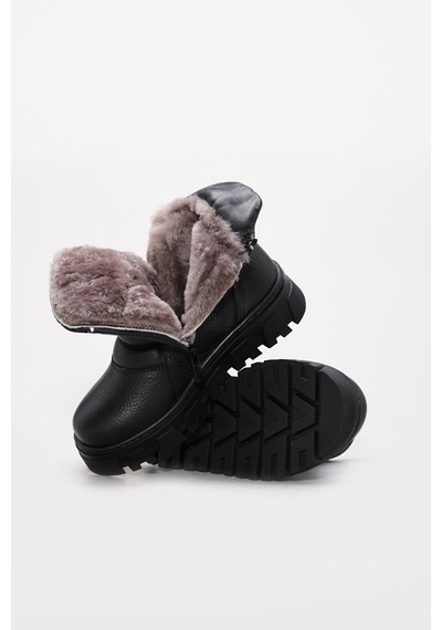 Fast Step Hakiki Deri Kürklü Unisex Klasik Bot 770kxa260wx Siyah