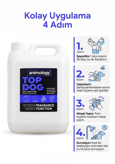 Animology Top Dog Kedi Ve Köpekler İçin Conditioner Tüy Kremi 5 Lt - 20:1 Konsantre