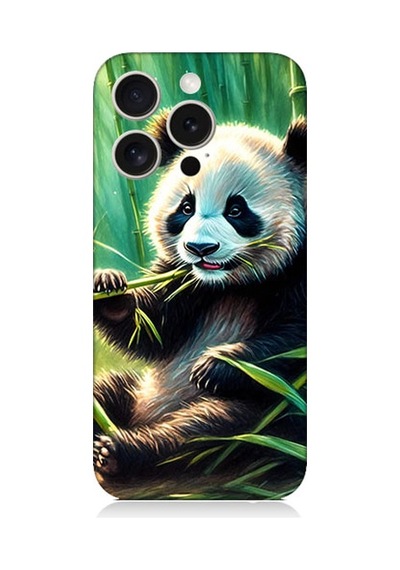 Apple Uyumlu iPhone 15 Pro Max Panda Yaprak Desenli Silikon Kılıf Silikon
