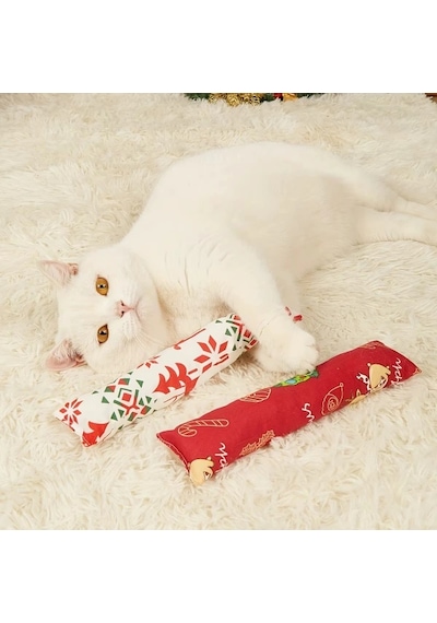 Yılbaşı Konseptli Hışırtılı Bez Kedi Oyuncağı Çok Renkli