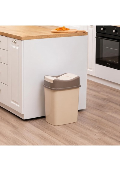 8 Litre Kapaklı Çöp Kovası, Modern Tasarım Pratik Mutfak Banyo Ofis Çöp Kutusu, Kapaklı Plastik Atık Kovası K