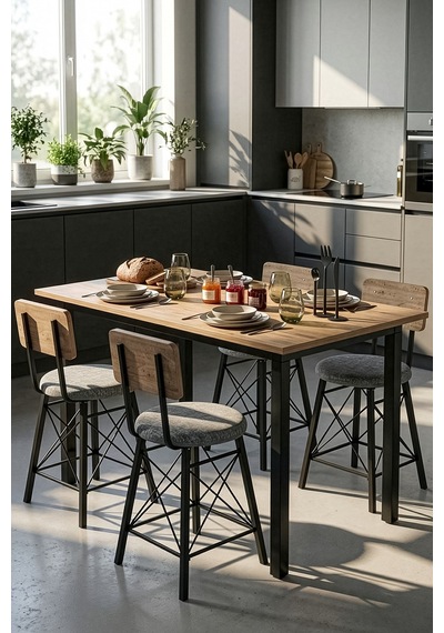 60/140 Atlantik Çam Yemek Masası, Bilgisayar Masası Oyuncu Masası 9002
