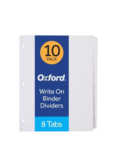Oxford Bağlayıcı Bölücülerde Boş Yazma, 1/8 Kesilmiş Sekmeler, 8 Sekmeli Sette 3 Delik Delme Bölücüler, 80 B