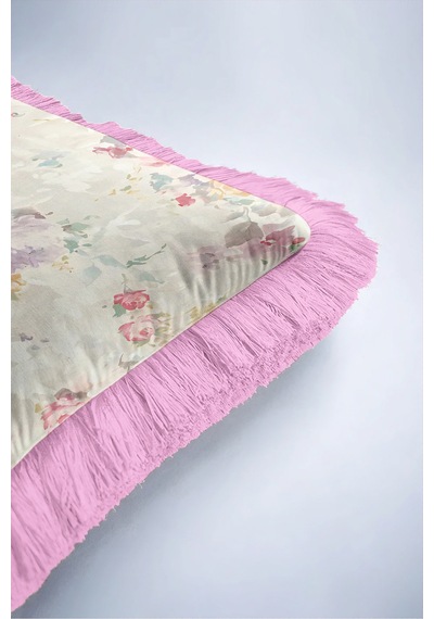 Romantik Çiçek Gül Bahçesi Saçaklı Yastık Kılıfı - Vintage Floral Krem Pembe Püsküllü Kırlent Kılıfı Puslu Lagün Lime Romantik Çiçek Gül Bahçesi Saçaklı Yastık Kılıfı - Vintage Floral Krem Pembe Püsküllü Kırlent Kılıfı Puslu Lagün Lime