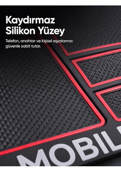 Çok Bölmeli Araç İçi Organizer Mat Kaydırmaz Silikon Telefon Tutuculu Tasarım 1 Adet