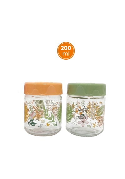 2'li Bebek Cam Mama Kabı Seti, Sızdırmaz Conta Kapaklı Cam Mama Yoğurt Gıda Kavanozu 2x200ml