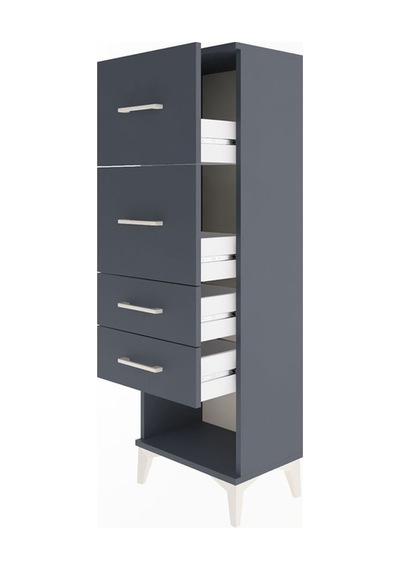 Arges Dolap 4 Çekmeceli 44x30x134 Antrasit-antrasit Antrasit