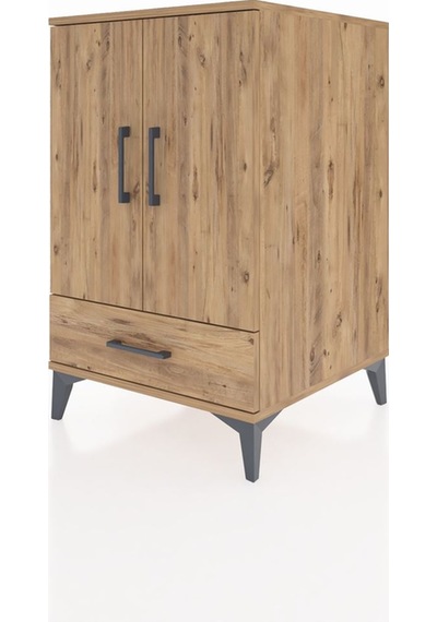 Kronos Komodin 3 Raflı Tek Çekmeceli 2 Kapaklı 60x59x96 Çam-çam Çam