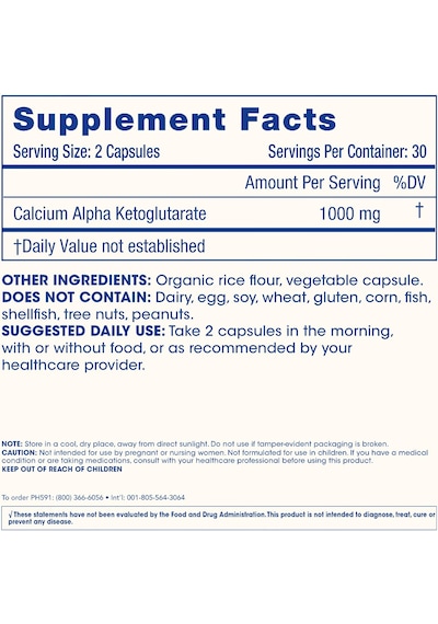 Prohealt Calcium Akg Alpha Ketoglutarate Healthy Aging Bone, Joint & Cartilage 1000 Mg 60 Caps Aromasız