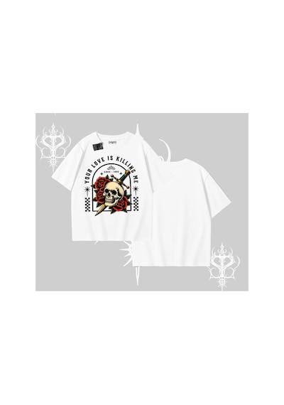 Tarzsokak Oversize Tshirt Your Love Is Killing Me Dead Romance Beyaz