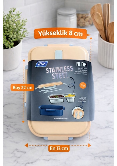Pembe Benmarili Paslanmaz Çelik Yemek Kabı 2 Bölmeli Beslenme Kabı Saklama Kabı Diğer