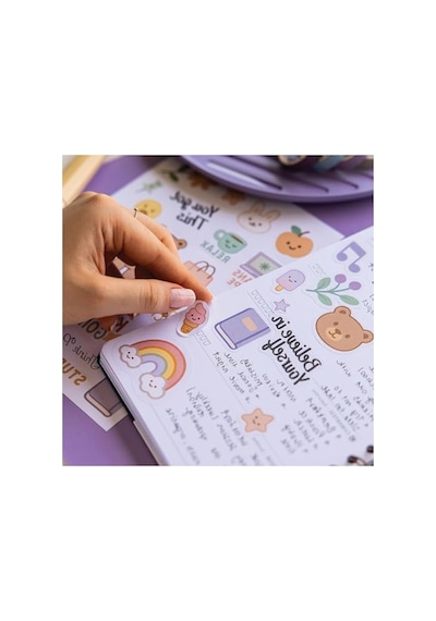 466 Adet Renkli Etiket Defteri, 18 Yaprak A5 Sticker Book Abanoz