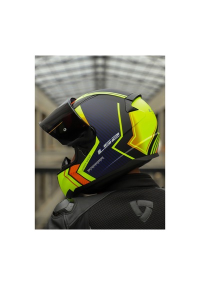 Ls2 Rapid 2 Extra Full Face Motosiklet Kaskı Siyah Vizörlü Mat Sarı - Mavi