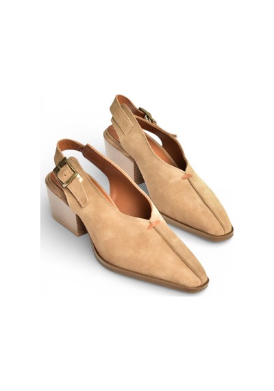 Fox Shoes Y654307302 Vizon Hakiki Deri Süet Kalın Topuklu Western Ayakkabı vizon