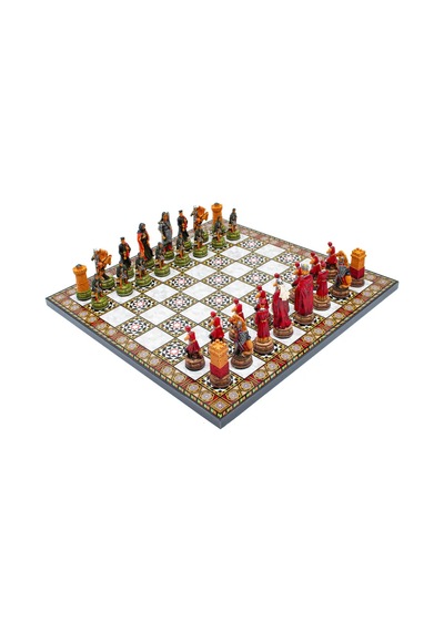 Boyaması - 55 - Satranç Camelot Ortaçağ Sedef36cam - Muratech - - Sedef36cam