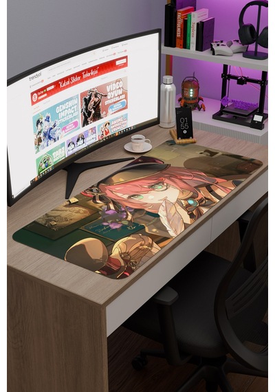 Charlotte Genshin Impact Anime Gacha V5 - 90x40 Xxl Gaming Mouse Pad Fare Altlığı