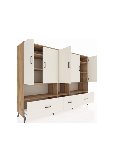 Hyperion Dolap 12 Raflı 3 Çekmeceli 5 Kapaklı 220x44x163 Çam-ayta Çam-aytaşı Hyperion Dolap 12 Raflı 3 Çekmeceli 5 Kapaklı 220x44x163 Çam-ayta Çam-aytaşı