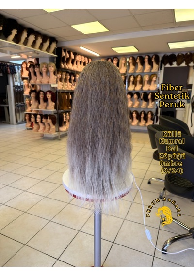 Afro Dalgası Peruk Fiber Sentetik Açık Küllü Kumral Bal Köpüğü Ombre