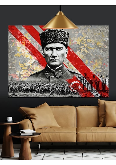 Türk Askeri Kahraman Atatürk Dekoratif Kanvas - Mdf Ahşap Tablo