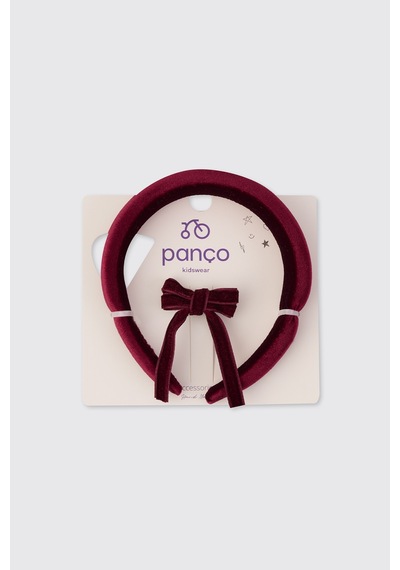 Panço Kız Bebek Bordo Taç Toka Seti Kırmızı