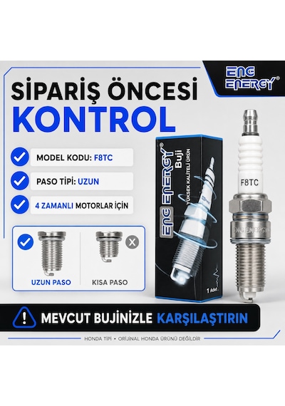 Eng Energy Honda Tipi F8tc Uzun Paso 4 Zamanlı Motor Bujisi 10 Lu Paket