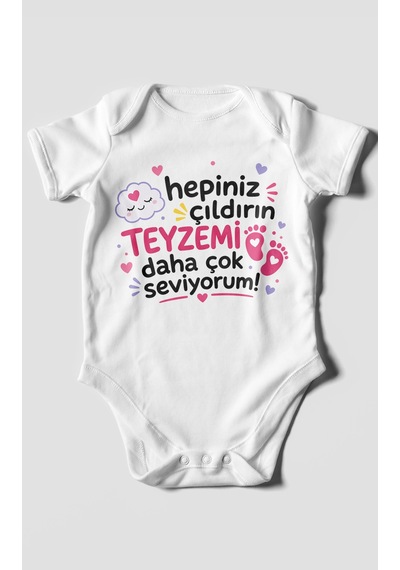 Morivokids Teyzeye Özel Kısa Kollu Bebek Body %100 Pamuk Zbn198-kk Beyaz