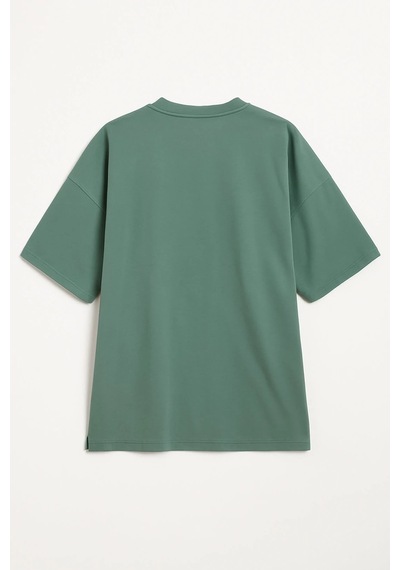 Markapia Kadın Bisiklet Yaka OversizePamuk T-shirt Mint